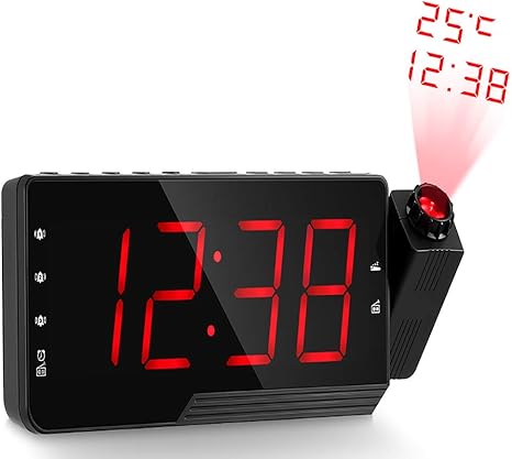 RRXXZZ LED Proyector Despertador， Digital Radio Reloj Despertador ...