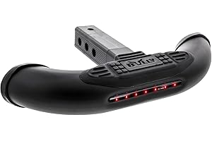 Black Bull Steel Hitch Step w/LED Brake Light – 1.25" & 2" Receiver Fit – Works on Chevy Ford Toyota GMC Ram Jeep – 350 lb Ca