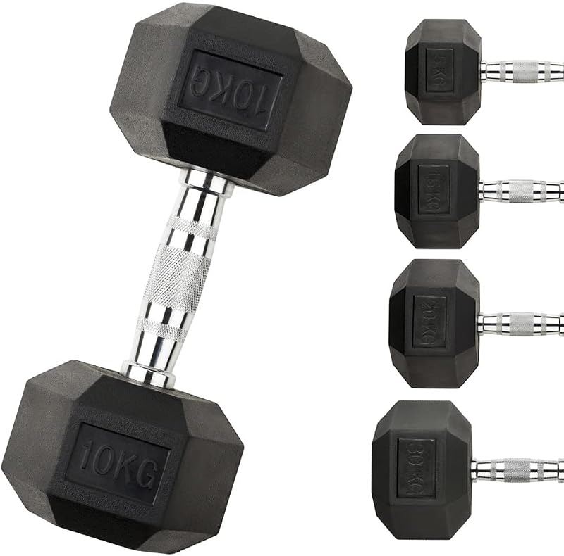 Fashion Thirsty Northern Hex Dumbbell Set Rubber 2.5-30kg Pairs