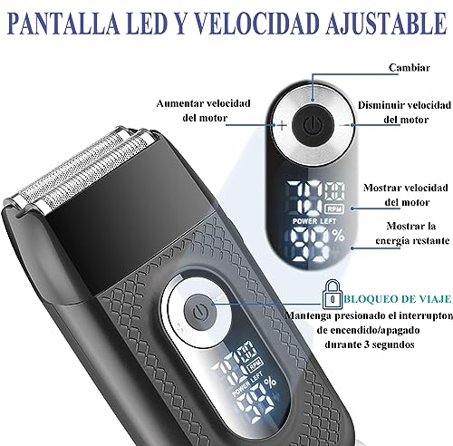 WTDD 2 en 1 Afeitadora Eléctrica para Hombre Con Recortadora De Precisión | Resistente al Agua, Recargable por USB, Maquinilla De Afeitar Led Para Bigote, Maquinillas de Afeitar para de Los Hombres
