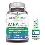 Amazing Formulas GABA (Gamma Aminobutyric Acid) with Vitamin B6 500mg 200 Capsules - Natural Calming Effect - with Vitamin B-6 Promotes Relaxation - Eases Nervous Tension*