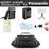 Must Have Accessory Kit For Panasonic Lumix DMC-FZ200, DMC-G5, DMC-GH2,DMC-G6KK, DMC-G6, DMC-FZ300K, DMC-GX8, DMC-G7 Digital Camera Includes Extended Replacement (1500maH) DMW-BLC12 Battery + Ac/Dc Travel Charger + Deluxe Case + More