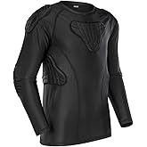 TUOY Youth Padded Chest Football Rib Protector Shirt for Baseball Martial Art Padded Compression Shirt Long Sleeve