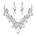 BriLove Women's Costume Fashion Crystal Floral Vine Leaf Statement Necklace Dangle Earrings Set