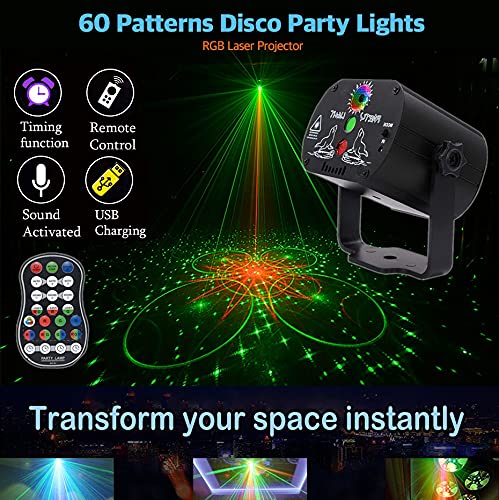 LED Disco Light Laser Projector RGB 60 Patronen Party Light Soundlights DJ Stage Light met afstandsbediening voor… - Afbeelding 6