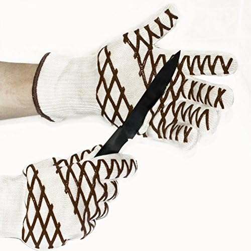 Cooking Gloves Oven Mitts BBQ, High Heat Resistance Home and Gardens Grilling/ Barbecue/ Oven Glove- (One Pair) (White)