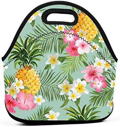 LKJDAD Hawaiian Pineapple Wallpaper Lunch Bag, Thick Insulated Lunchbox Bags,Tote Box with Zipper Closure for Kid Travel Picnic Office
