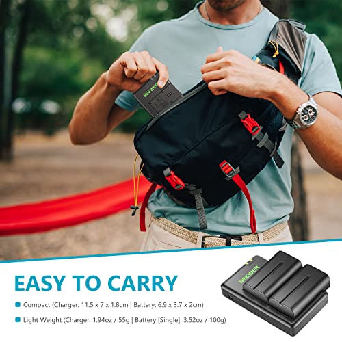 NEEWER NP F550 Battery Charger Set, Compatible with Sony NP F970 F750 F770 F960 F550 F530 F330 F570 CCD SC55 TR516 TR716 TR818 TR910 TR917 NEEWER LED Light/Monitor Camera Slider (2 One Pack, Black)