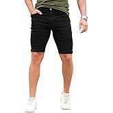 GINGTTO Denim Shorts Men Stretch Skinny Jean Shorts for Men