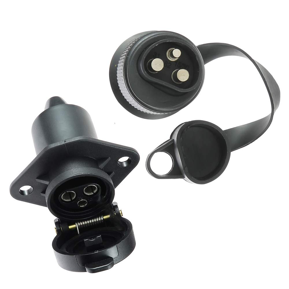 Eacalyc 3 Pin Trailer Plug and Socket, 12V 3Pin Electrics Plug Towing Socket Connector 3-Pin Waterproof Trailer Male and Female for Agricultural Machinery, Truck, Tractor, Boat