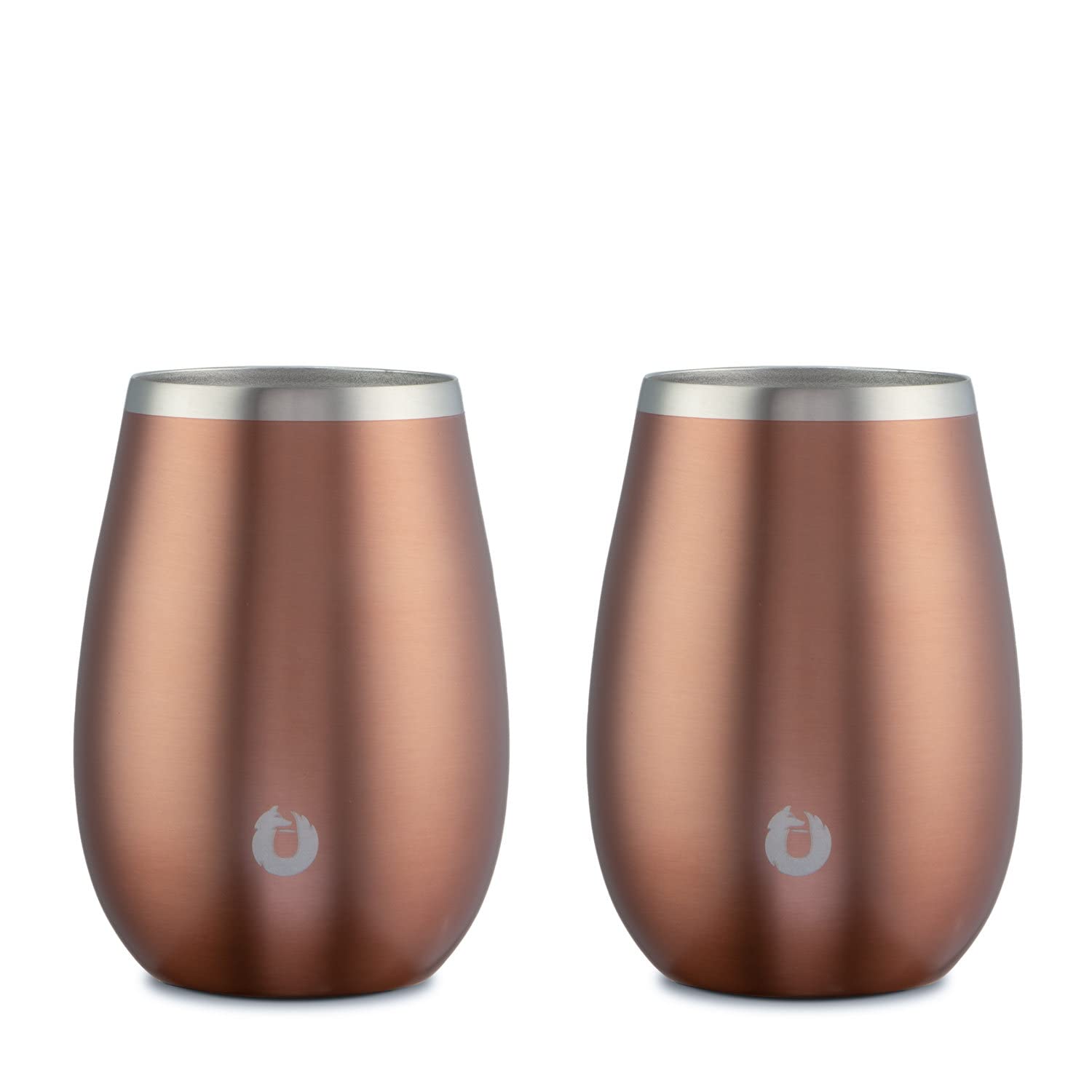 Snowfox Premium Vacuum Insulated Stainless Steel Grand Pinot Wine Glass, Set of 2, Chilled Wine Stays Icy Cold, Stemless Cocktail Glasses, Elegant Home Entertaining, Classic Barware, 13.5 oz, Gold