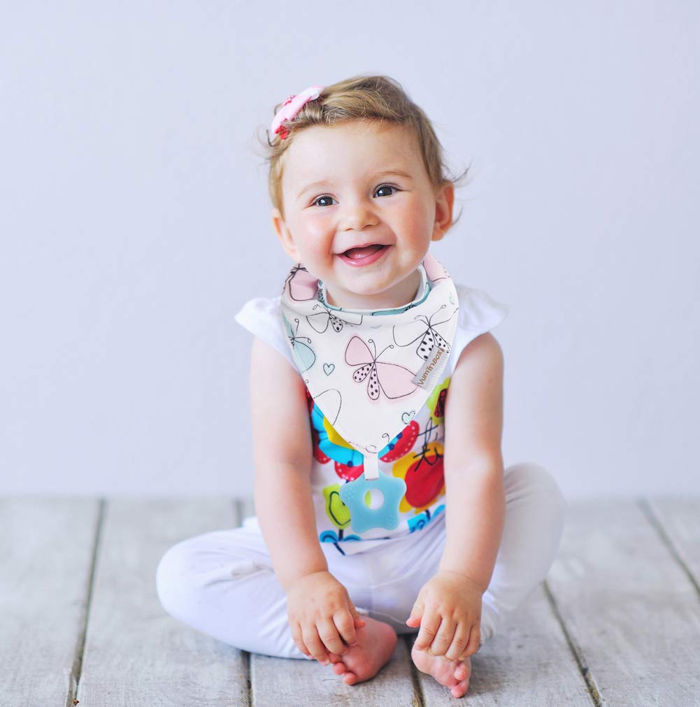 Baby Bandana Drool Bibs 6-Pack and Teething Toys 6-Pack Made with 100% Organic Cotton, Absorbent and Soft Unisex (Vuminbox) (6 - Pack Girl): Baby