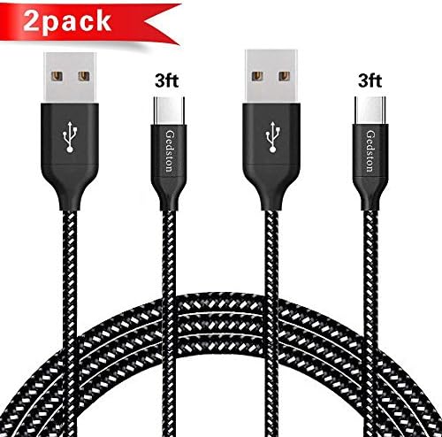 Gedston USB Type C Cable, (2-PACK 3.3ft) Nylon Braided Fast Charger Cord USB C to USB A 2.0 Fast Charging Cable for LG G6 V20,New Macbook, Google Pixel,Nexus 6P/5X,Samsung Galaxy Note8 S8+ and More
