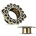 PAIR Antique Gold IP Tribal Flower Tunnel Plugs Earlets Gauges Pierced Body Jewelry (00g (10mm))