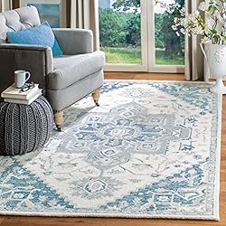 SAFAVIEH Micro-Loop Collection 3' x 5' IvoryNavy