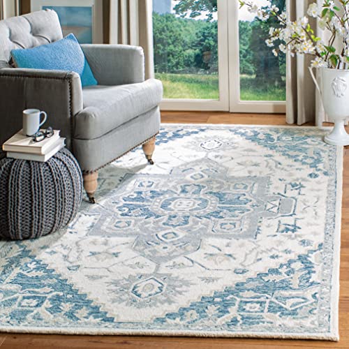 SAFAVIEH Micro-Loop Collection 3' x 5' IvoryNavy