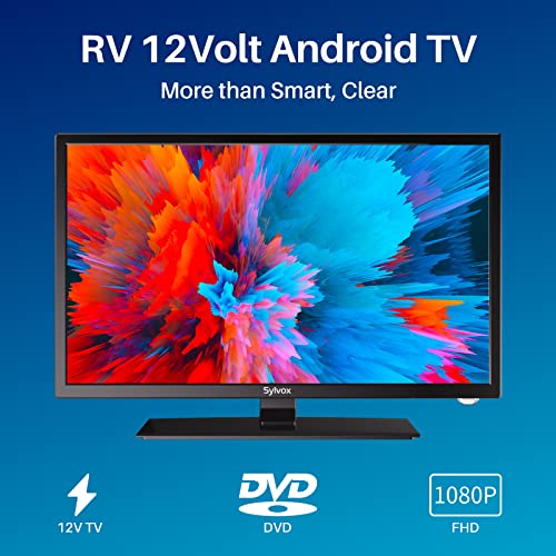 SYLVOX RV TV, 27-Inch 12 Volt Television, Smart Google TV, Full HD 1080P, DVD Built-in, 178° Wide Viewing, HDMI & USB Ports, AC/DC, Wide Voltage Protection, Trailer Seies