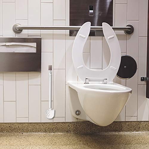 Qulable Toilet Brush, Durable Long Handle Eco Plastic Toilet Brush Cleaner White (2 Pack)