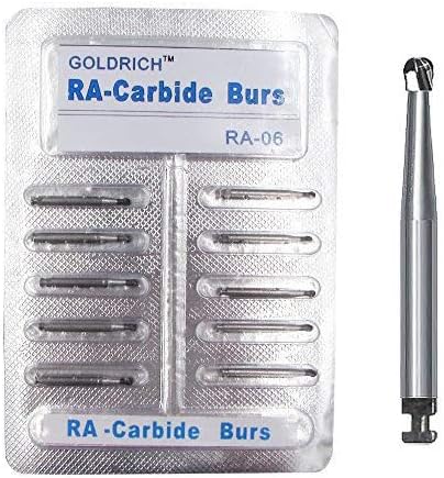 RA-06 10PCS Low Speed Lab Tungsten Carbide Round Burs Set, Suit for Slow Speed Contra Angle by Superply