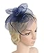 Urban CoCo Women's Vintage Flower Feather Mesh Net Fascinator Hair Clip Hat for Party Wedding (Navy Blue)