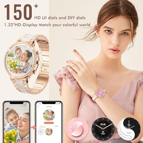ZKCREATION Women's Smart Watch with Call – Women's Smartwatch with Multisport, Activity Bracelet with Pedometer, Heart Rate Monitor, Sleep Monitor, Music Player for Android iOS