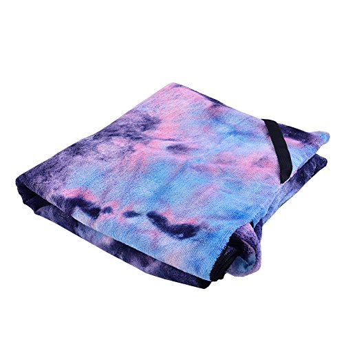 Lmeison Beach Chair Cover, Chaise Lounge Towel Cover Beach Towel with Storage Pockets for Pool, Sun Lounger, Hotel, Vacation, Holidays Sunbathing, Purple Tie-Dye (82.5" x 29.5")