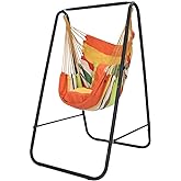 Hammock Chair with Stand - Heavy-Duty, Max 450 Lbs Swing Stand for Indoor/Outdoor Patio Yard (Orange)