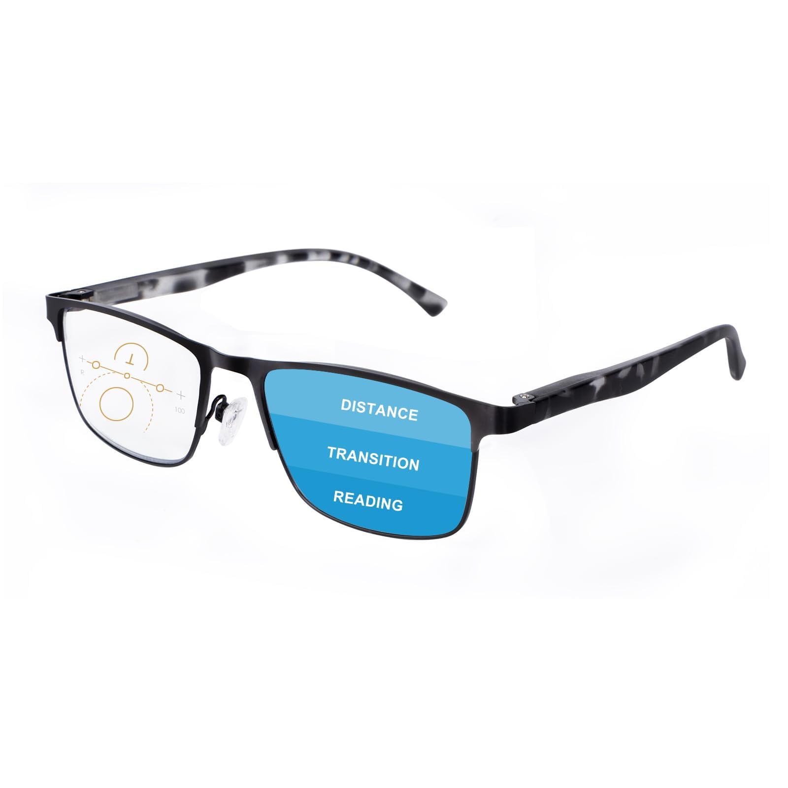 OKH Progressive Multifocal Reading Glasses Blue Light Blocking for Men Varifocal Rectangle Eyewear Readers Anti Glare Eye Strain Multi Focus Reading Eyeglasses +3.5