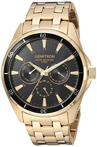 Armitron Men's 20/5256BKGP Multi-Function Dial Gold-Tone Bracelet Watch