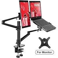 viozon Monitor and Laptop or Tablet Mount, 3-in-1 Adjustable Dual Arm Desk Stands，Monitor Arm for 17-32