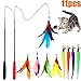 Cat Feather Toy, Retractable Cat Toys Wand 2 Wands & 9 Assorted Teaser Refills, Interactive Feather Teaser Wand Toy Bell Kitten Cat Having Fun Exerciser Playing primary