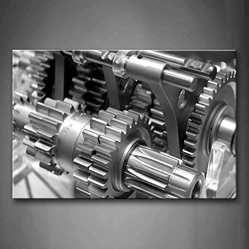 YIDA YUN Black And White The Theeth Of Iron Machine Wall Art Painting Picture Print On Canvas Art Pictures For Room