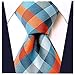 Scott Allan Turquoise and Orange Mens Tie | Gingham Plaid Ties for Men | | Turquoise Necktie's Men's | corbatas para hombre elegantes