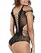 Svuencio Womens Sexy One Piece Teddy Lingerie Beauty Mesh Cutout Bodysuit