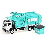 duturpo 1/43 Scale Diecast Collectible Waste Management Truck with Trash Bin, Metal Recycling Garbage Truck Toys for Kids (Green)