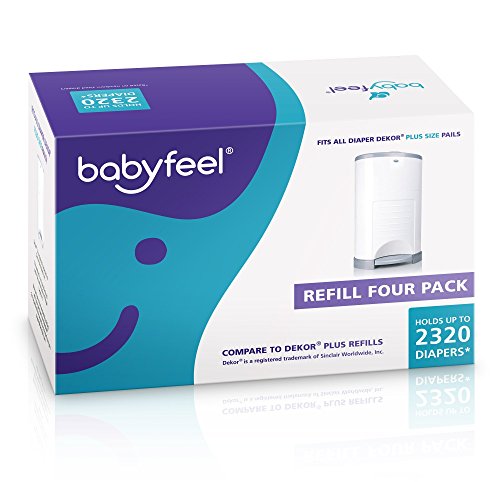 Babyfeel Refill Bags Compatible with DEKOR PLUS Diaper Pails, 4 Pack