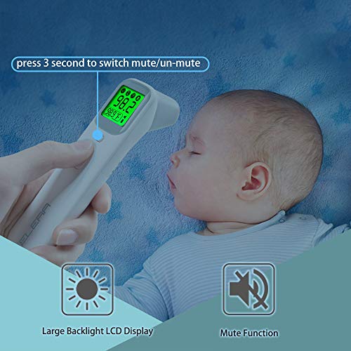 Baby Ear and Forehead Thermometer, ELERA Digital Medical Infrared Thermometer Suitable for Baby, Infants, Toddlers, Adults, Objects and Ambient No Touch with More Accuracy, FDA Approved (White)
