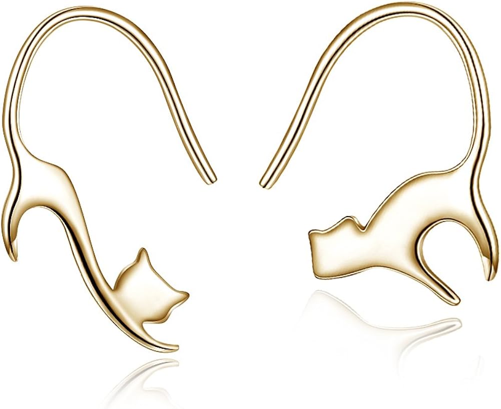 Amazon Rockyu ブランド ファッションアクセサリー ピアス レディース 猫 人気 ゴールド フックピアス アレルギー Gold Cat ピアス 通販