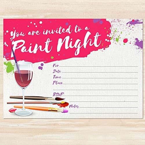 Paint and Sip Party Invitation, 10 Fillin Blank 7x5