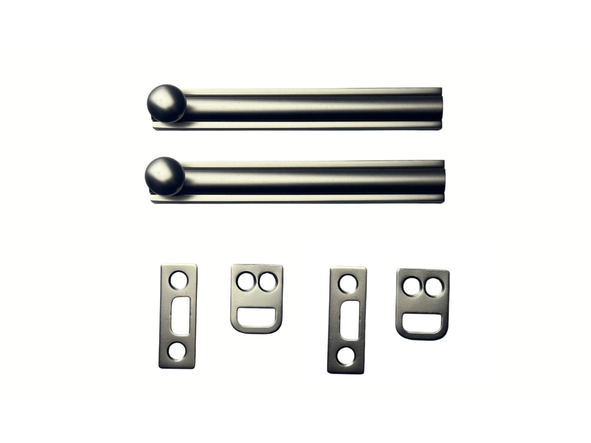 QCAA Solid Brass Surface Bolt, 4", Satin Nickel, 2 Pack, Made in Taiwan