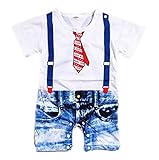 Popbop Baby Boys Cotton Short Sleeve Funny Onesies Printed Bodysuit Rompers Summer Clothes White Age 6M