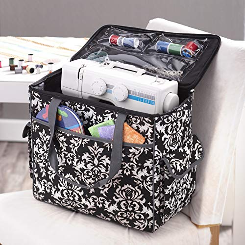 Sewing Accessories Rolling Sewing Machine Tote with 6 Storage Pockets