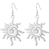 Sunburst Earrings for Women with 925 Sterling Silver Hooks,Hypoallergenic Sun Dangle Earring Boho Jewelry Gift