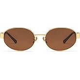 Dollger Trendy Polarized Oval Sunglasses for Women Men Retro Y2k Small Oval Gold Frame Shades