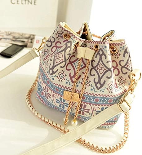 fashion casual simple girl handbags pearl pendant wear rope chain shoulder bag national wind bucket pumping bag