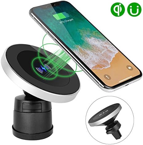 Qinoren Magnetic Wireless Car Charger,Wireless Car Charger for Samsung Galaxy S8 S8+ S8 Plus S7 S7 Edge S6 Edge Plus Note 5 Note 7 Note 8 and All QI-Enabled Devices (NO CAR CHARGER)
