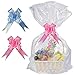 SelfTek 20Pack Clear Gift Basket Bags Large Cellophane Present Wrap Bags with 20Pack Bows Ribbon for Gifts and Baskets Wrapping,Arts & Crafts Packaging,Treat,Doll and Garment 32 by 22 Inches
