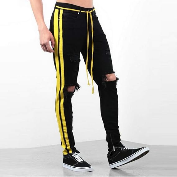 side ribbon jeans for mens