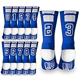 Athletic Half Cushioned Crew Socks | Mid Calf | Blue | Custom Team Number