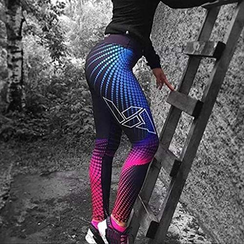 charmsamx Womens Yoga Leggings Colorful Digital Dot Printed Yoga Capri Leggings High Waist Workout Running Leggings Soft Tight Peacock Sports Activewear Fitness Trouser - Thumbnail 3